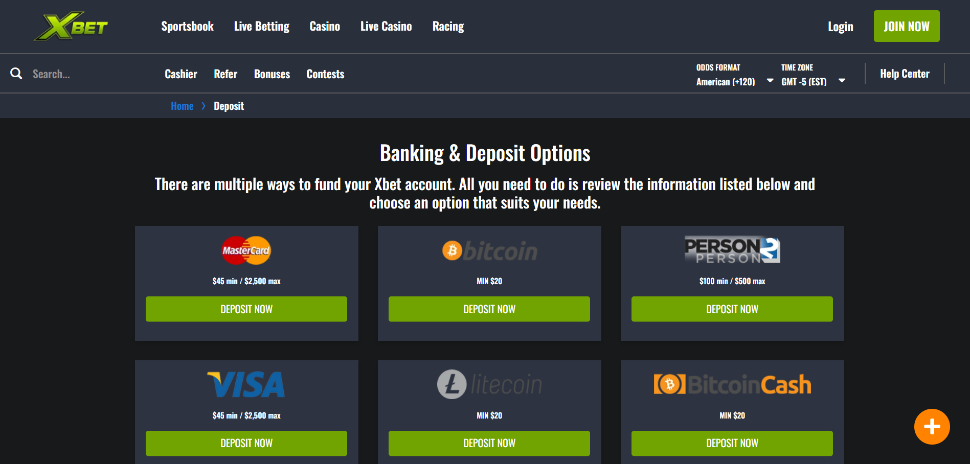 Select Your Deposit Method